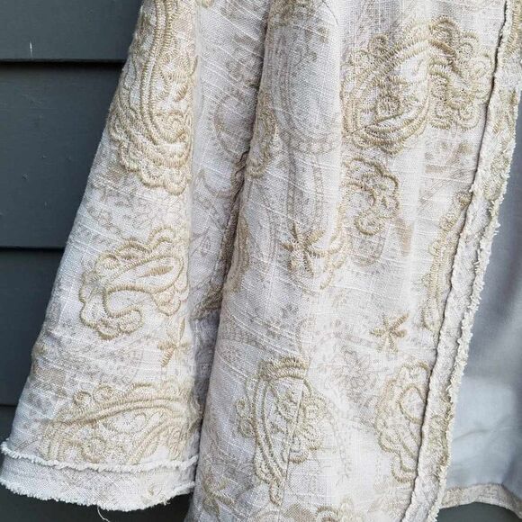 Coldwater Creek Oatmeal Linen cotton Embroidered Paisley Jacket size 12 - Picture 14 of 14